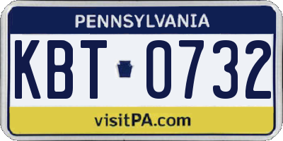 PA license plate KBT0732