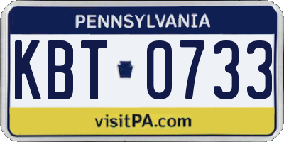 PA license plate KBT0733