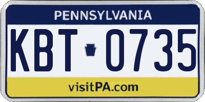 PA license plate KBT0735