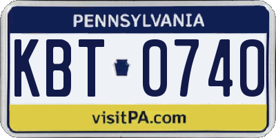 PA license plate KBT0740