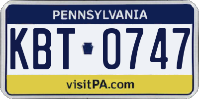 PA license plate KBT0747
