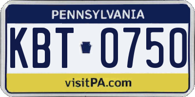 PA license plate KBT0750
