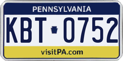 PA license plate KBT0752