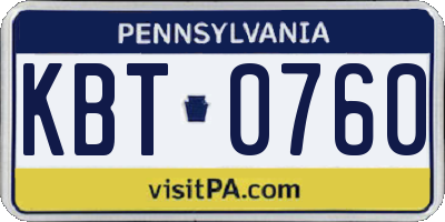 PA license plate KBT0760