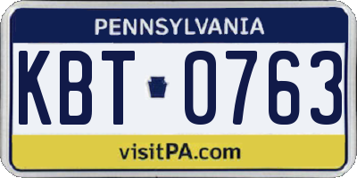 PA license plate KBT0763