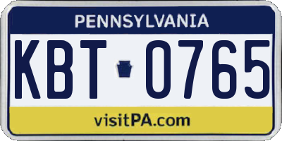 PA license plate KBT0765
