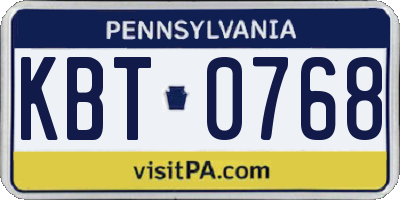 PA license plate KBT0768