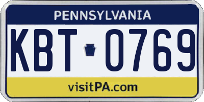 PA license plate KBT0769