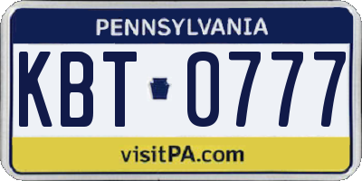 PA license plate KBT0777