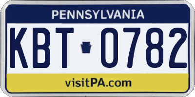 PA license plate KBT0782