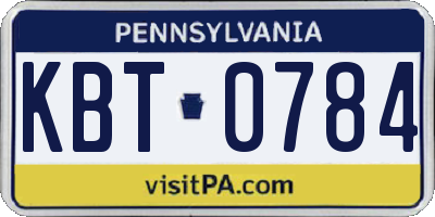 PA license plate KBT0784