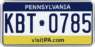 PA license plate KBT0785