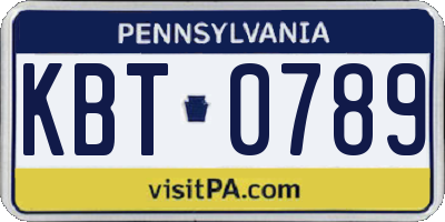 PA license plate KBT0789