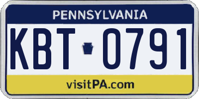 PA license plate KBT0791