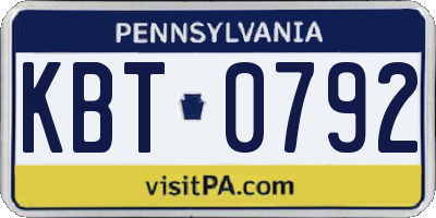 PA license plate KBT0792