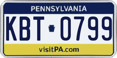 PA license plate KBT0799