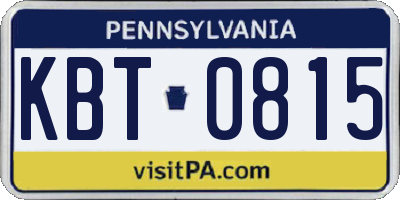 PA license plate KBT0815