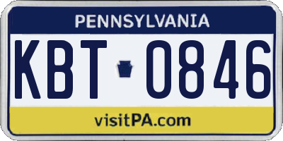 PA license plate KBT0846