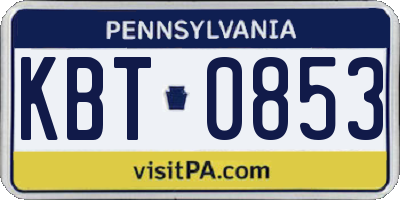 PA license plate KBT0853