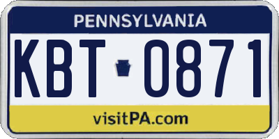 PA license plate KBT0871