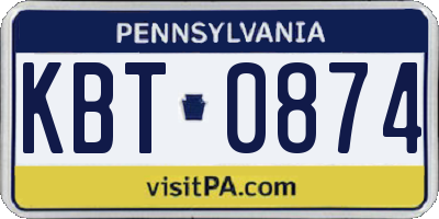PA license plate KBT0874