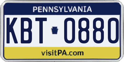 PA license plate KBT0880