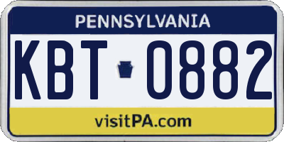 PA license plate KBT0882