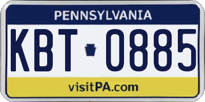 PA license plate KBT0885