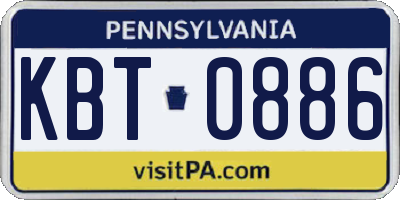 PA license plate KBT0886