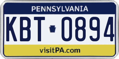 PA license plate KBT0894