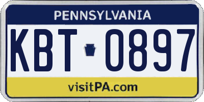 PA license plate KBT0897