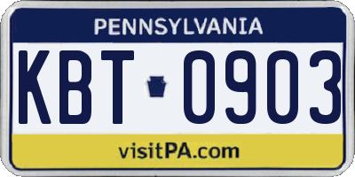 PA license plate KBT0903