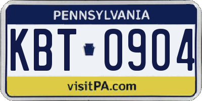 PA license plate KBT0904