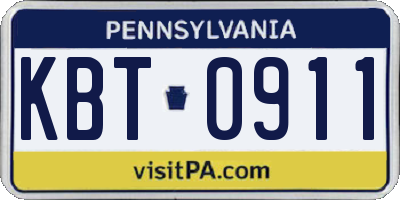 PA license plate KBT0911