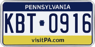 PA license plate KBT0916