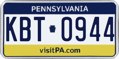 PA license plate KBT0944