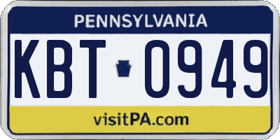 PA license plate KBT0949