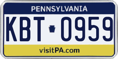 PA license plate KBT0959