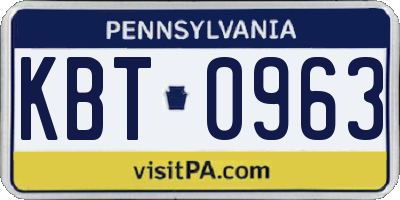 PA license plate KBT0963