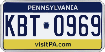 PA license plate KBT0969