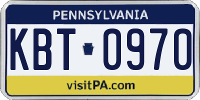PA license plate KBT0970