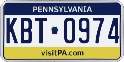PA license plate KBT0974