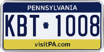 PA license plate KBT1008
