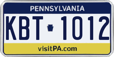 PA license plate KBT1012