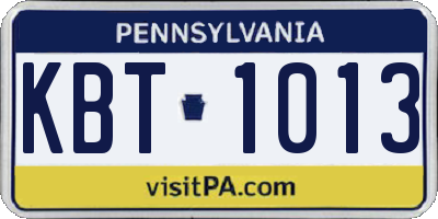 PA license plate KBT1013