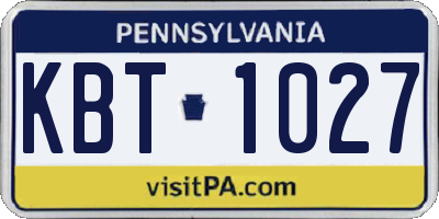 PA license plate KBT1027