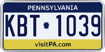 PA license plate KBT1039