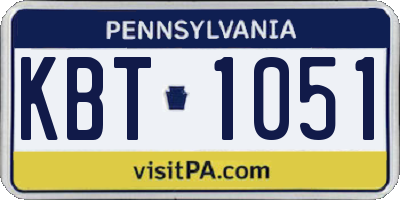 PA license plate KBT1051