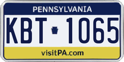 PA license plate KBT1065