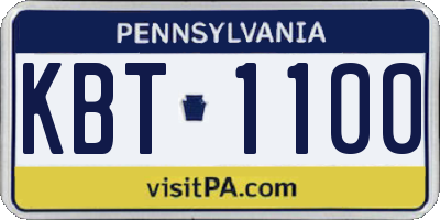 PA license plate KBT1100